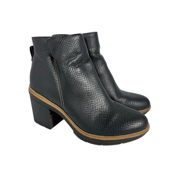 Dr. Scholl's FINDER KEEPER Black Faux-Snakeskin Ankle Boots 3" Heel Size 10 - Picture 3 of 9